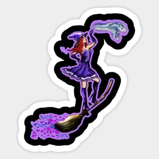 Purple Halloween Witch Sticker